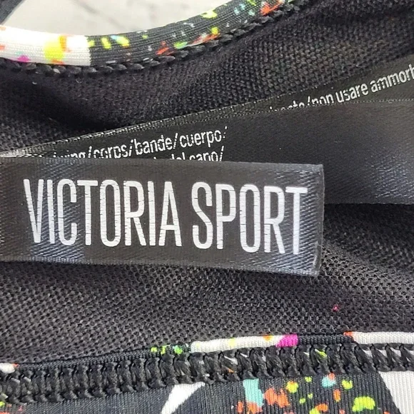 Victoria's Secret VSX Sports Bra Bralette Crop Top White black multicolor size S - Picture 12 of 14